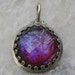 FREE SHIPPING..Vintage Dragon's Breath ruby stone pendant set in brushed silver and pure WOW.