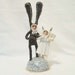 Vintage Inspired Spun Cotton Bunny and Kitty Wedding Cake Topper