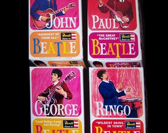 1964 Beatles REVELL MODEL KIT boxes Full Set of 4 REPROduction boxes plus INSTRUCTions