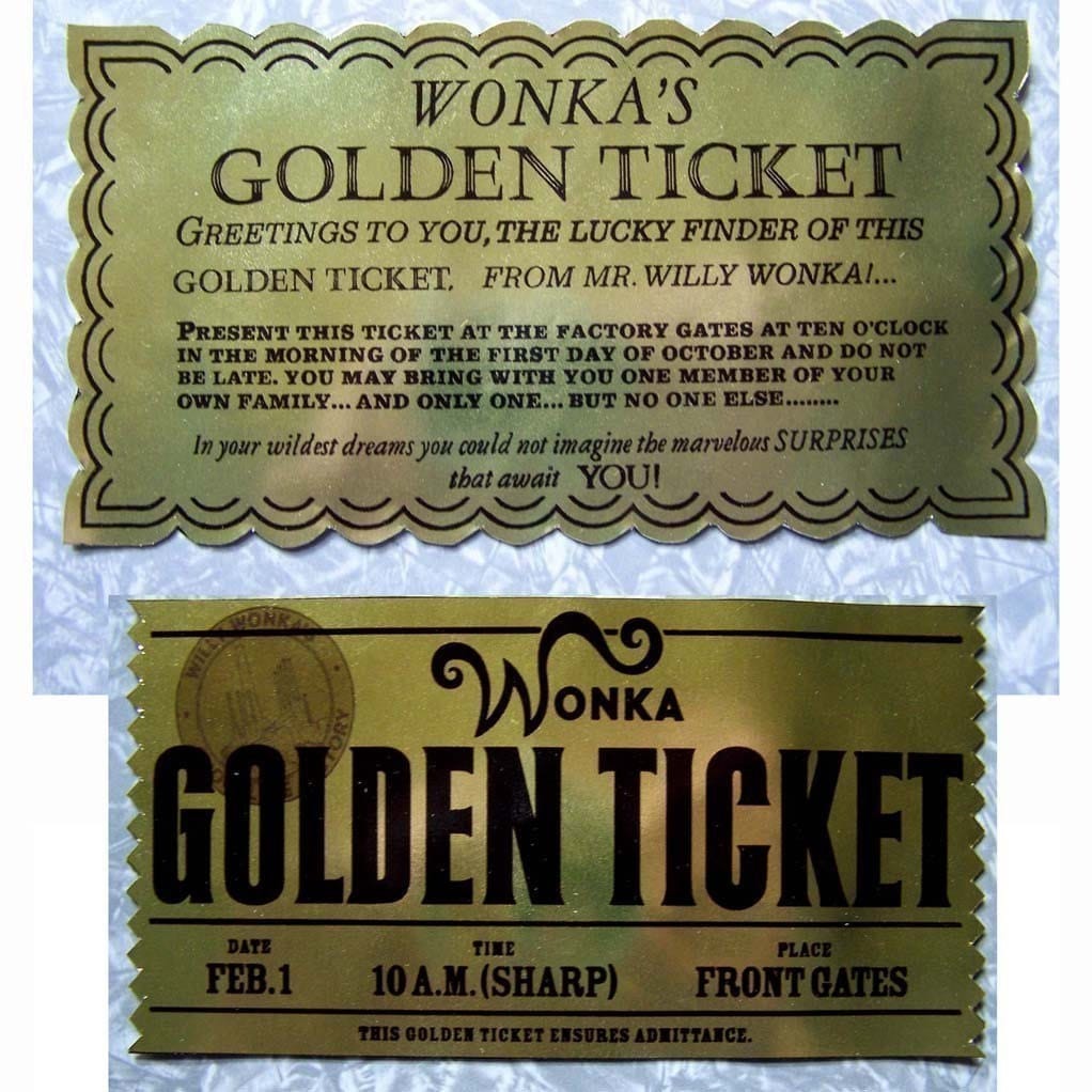 Golden Ticket from Willy Wonka and Charlie and the Chocolate