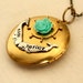 Whales LARGE Locket AQUA ROSE with Antique Brass Chain