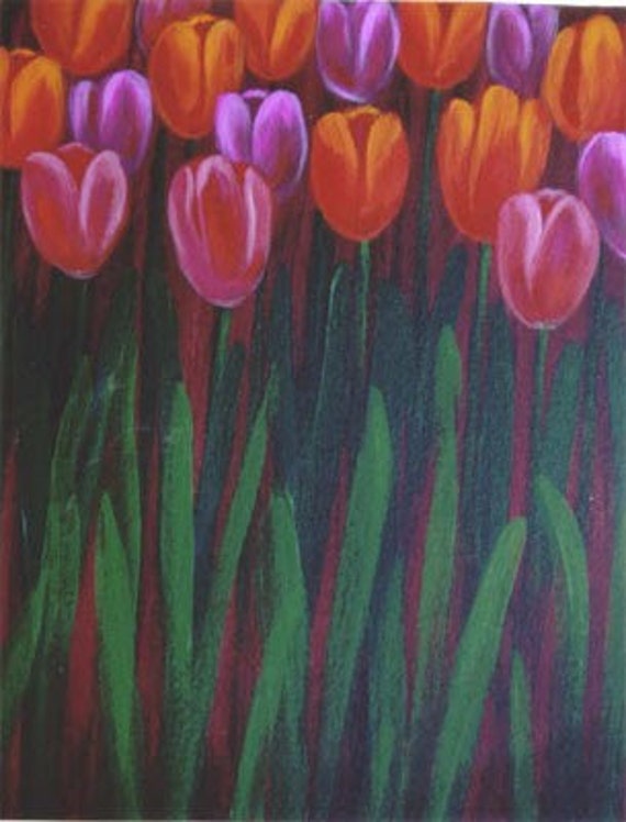 Tulips Flower painting Original Acrylic painting on canvas