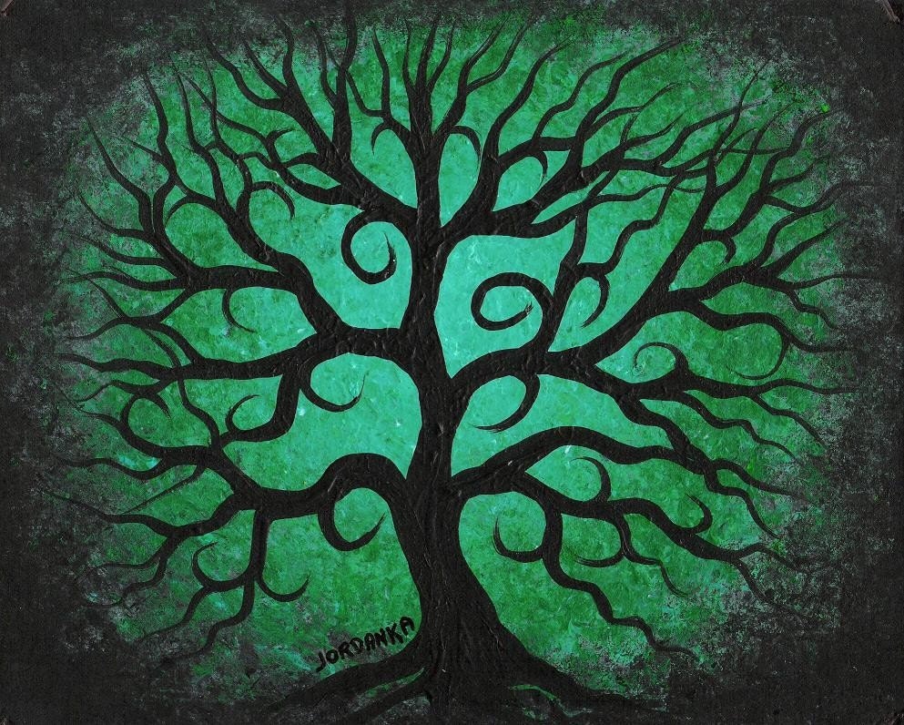 Green tree Original Acrylic painting by by treeartist on Etsy