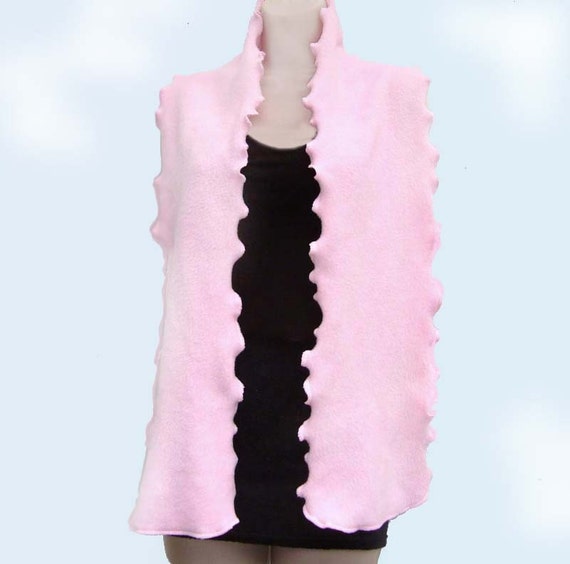 Solid Pink Long Ruffle Edge Fleece Scarf