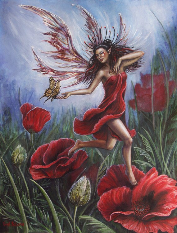 clearance fantasy art poppy garden fairy illustration clearance fantasy art poppy garden fairy illustration
