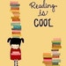 Children's Wall Art Print - digital art poster, quote art, digital illustration, nursery art, reading, books, library, IMAGINATION (girl)