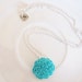 Aqua Pom Pom Flower Cabochon Necklace