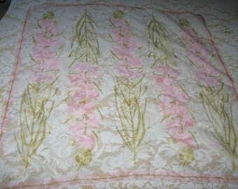 Vintage 60s Vera Neumann Ladybug Sheer Silk Blend Floral Motif Scarf