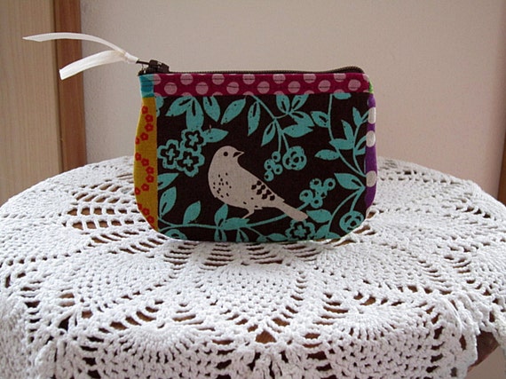 Coin Business Card Clutch Small Zipper Case by Antiquebasketlady