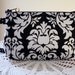 Wristlet Zipper Gadget Purse Pouch in Black and White Damask