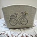 Linen Clutch Cosmetic Bag Purse Retro Bicycle Hand Embroidery