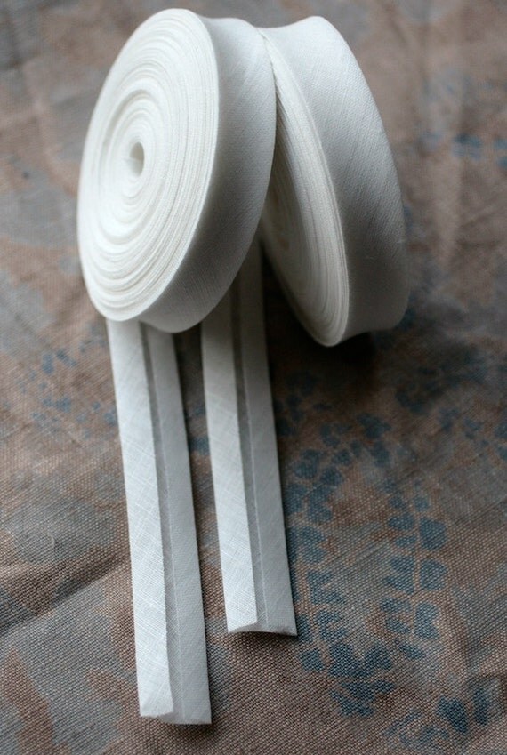 Linen bias tape width 2 cm white by namolio on Etsy
