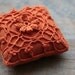Linen pincushion - crochet motif