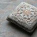 Linen pincushion - crochet motif