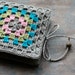 Small Linen Needle Book with Crochet detail -- Granny Square