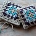 Gift set -- linen pincushion and needle book -- granny square