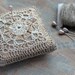 Linen pincushion - crochet motif