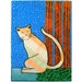 fabric collage cat wall art