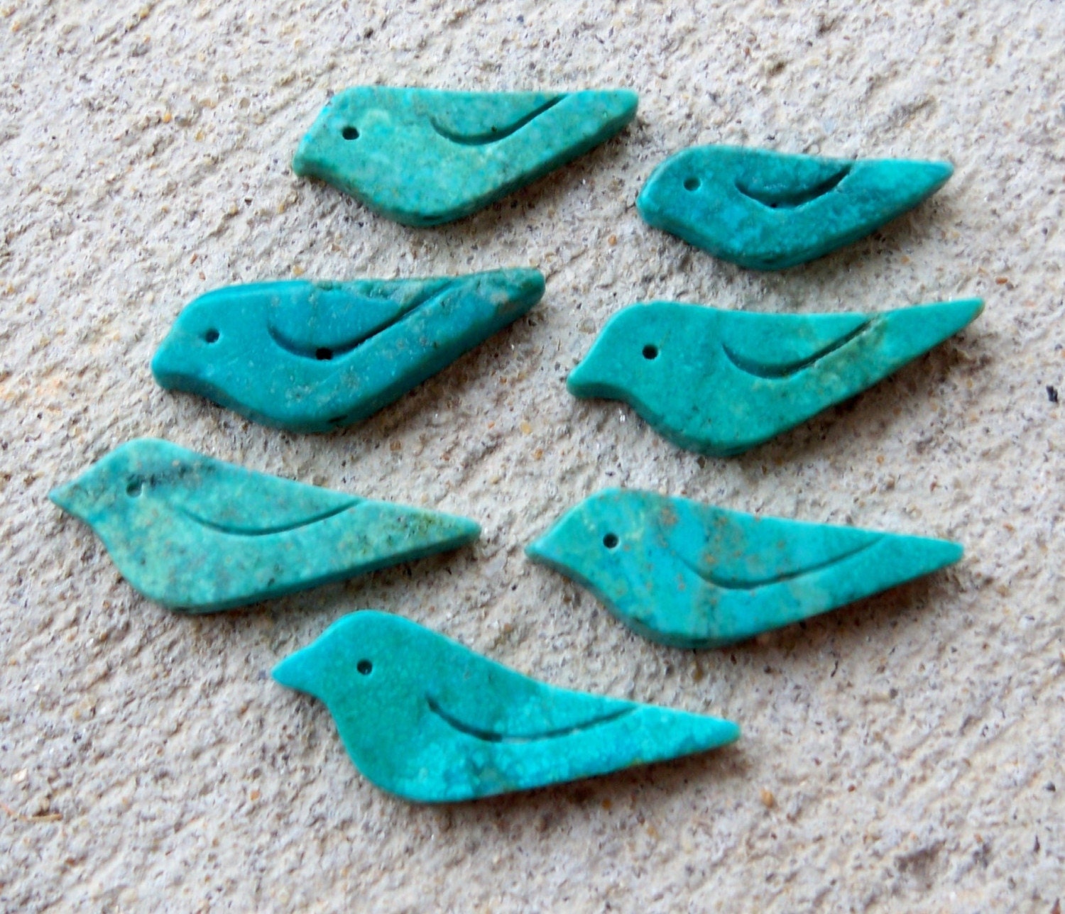 Turquoise Carved Bird Beads 7