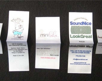 Screenprinted satin labels - 600 Custom Printed WHITE Satin Labels - Clothing Labels - Sewing Tags - Up to 4 Colors