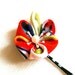 Vintage Kimono Ume(Plum Blossom) with a leaf hairpin-Tsumami Kanzashi