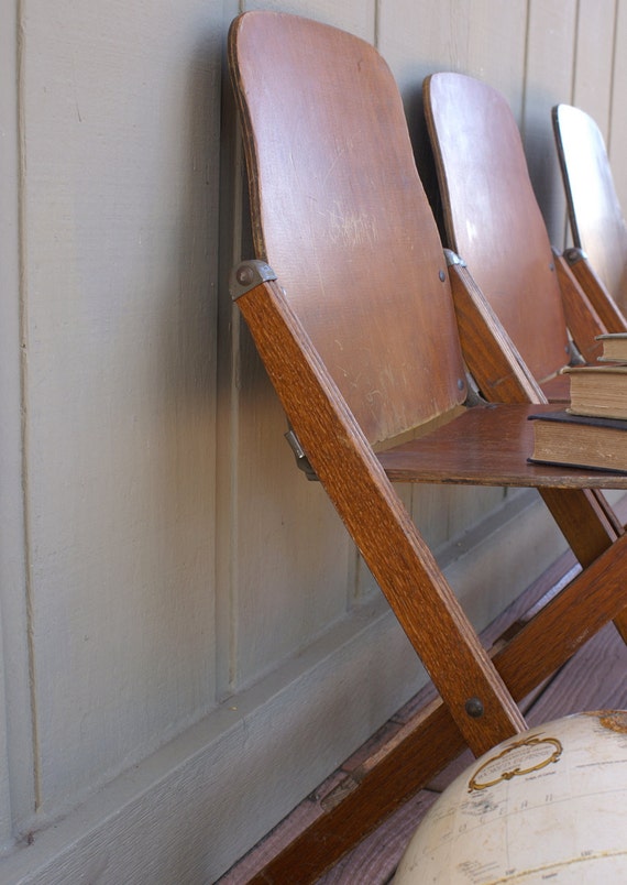 Reserve 1934 Wood Folding School Chairs Vintage Seating