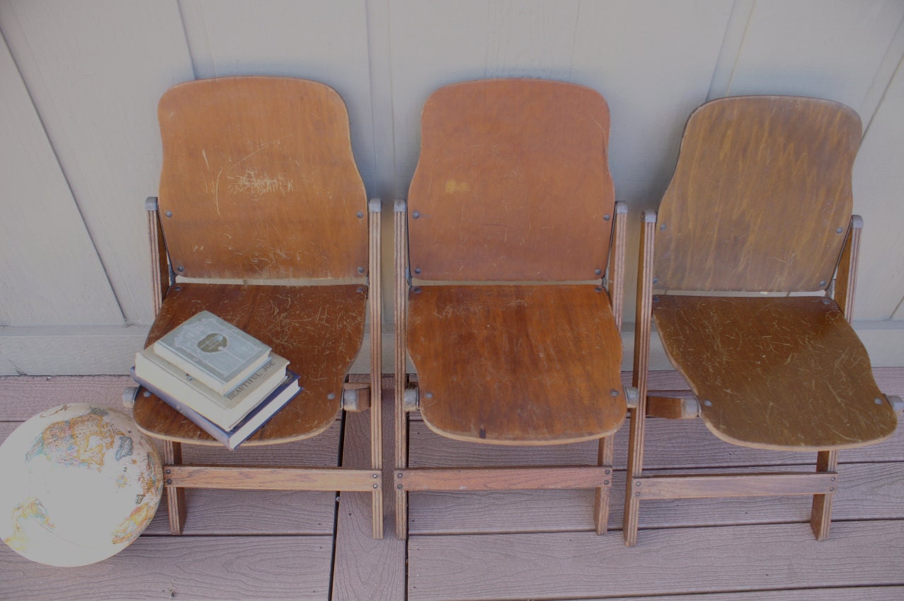 Reserve 1934 Wood Folding School Chairs Vintage Seating