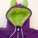 My (Big) Monster Hoodie - Purple and lime - Adult Unisex 2XLarge - monster hoodie, horned sweatshirt, adult jacket