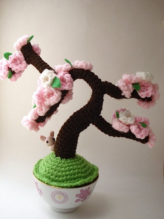 Windswept Spring Amigurumi Cherry Blossom Bonsai Tree