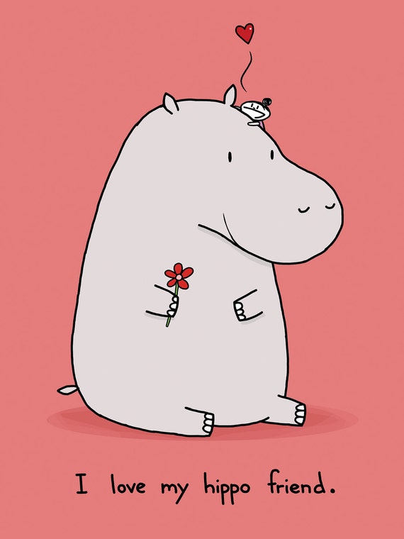 I Love My Hippo Friend Greeting Card