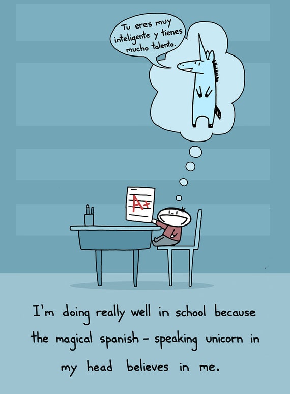 SpanishSpeaking Unicorn in My Head 8.5x11 Art Print