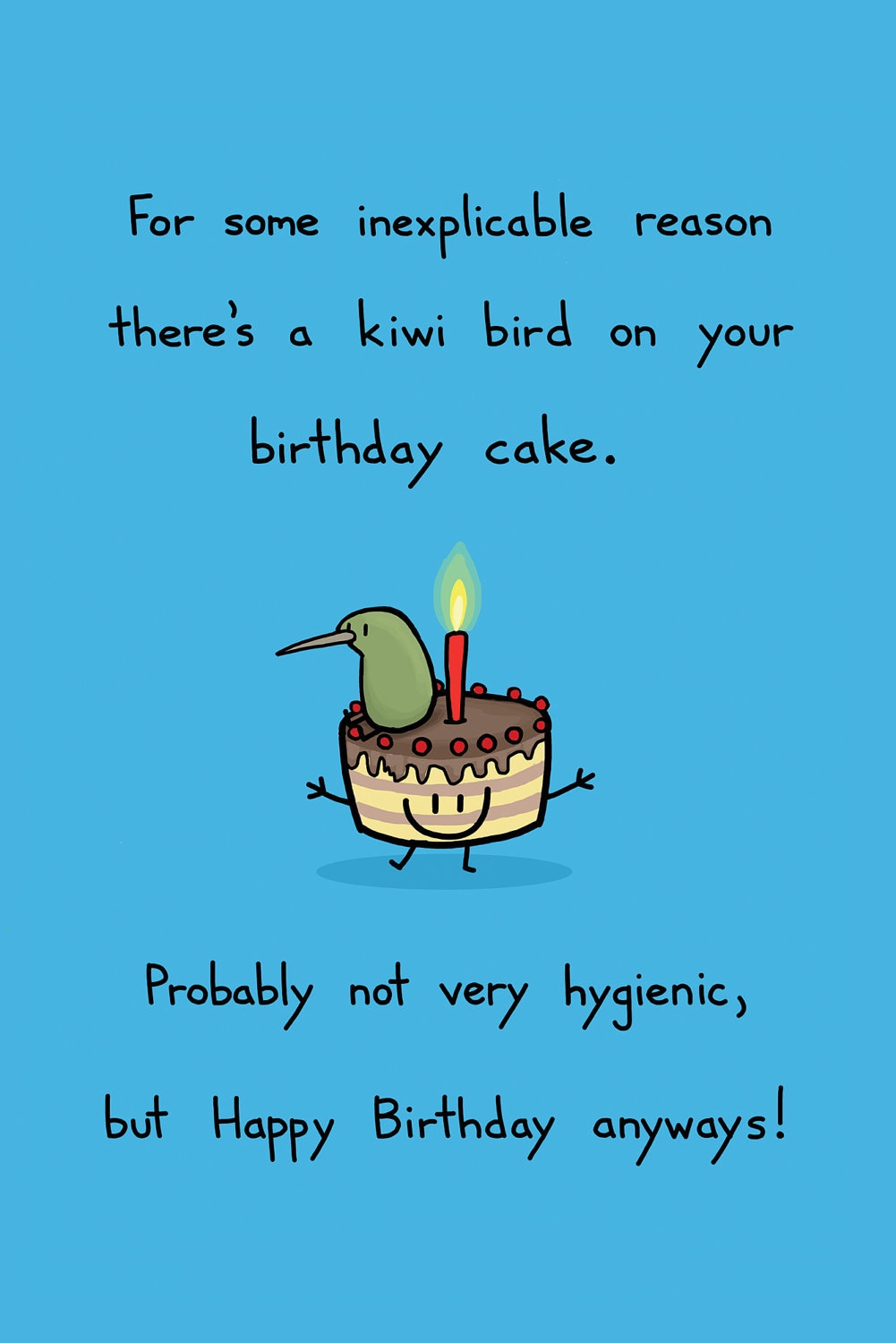 Happy Birthday Kiwi on Your Cake Greeting Card by bikeparts