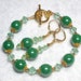 Green Bracelet with Green Earrings Glass and Swarovski Crystal in Gold