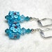 Aqua Blue Earrings Cubes and Swarovski Crystal Earrings