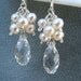 WHITE CAPPED TEARDROPS - SWAROVSKI AUSTRIAN CRYSTAL AND FRESHWATER PEARL EARRINGS, Choice of Sterling Silver or 14K Gold Filled