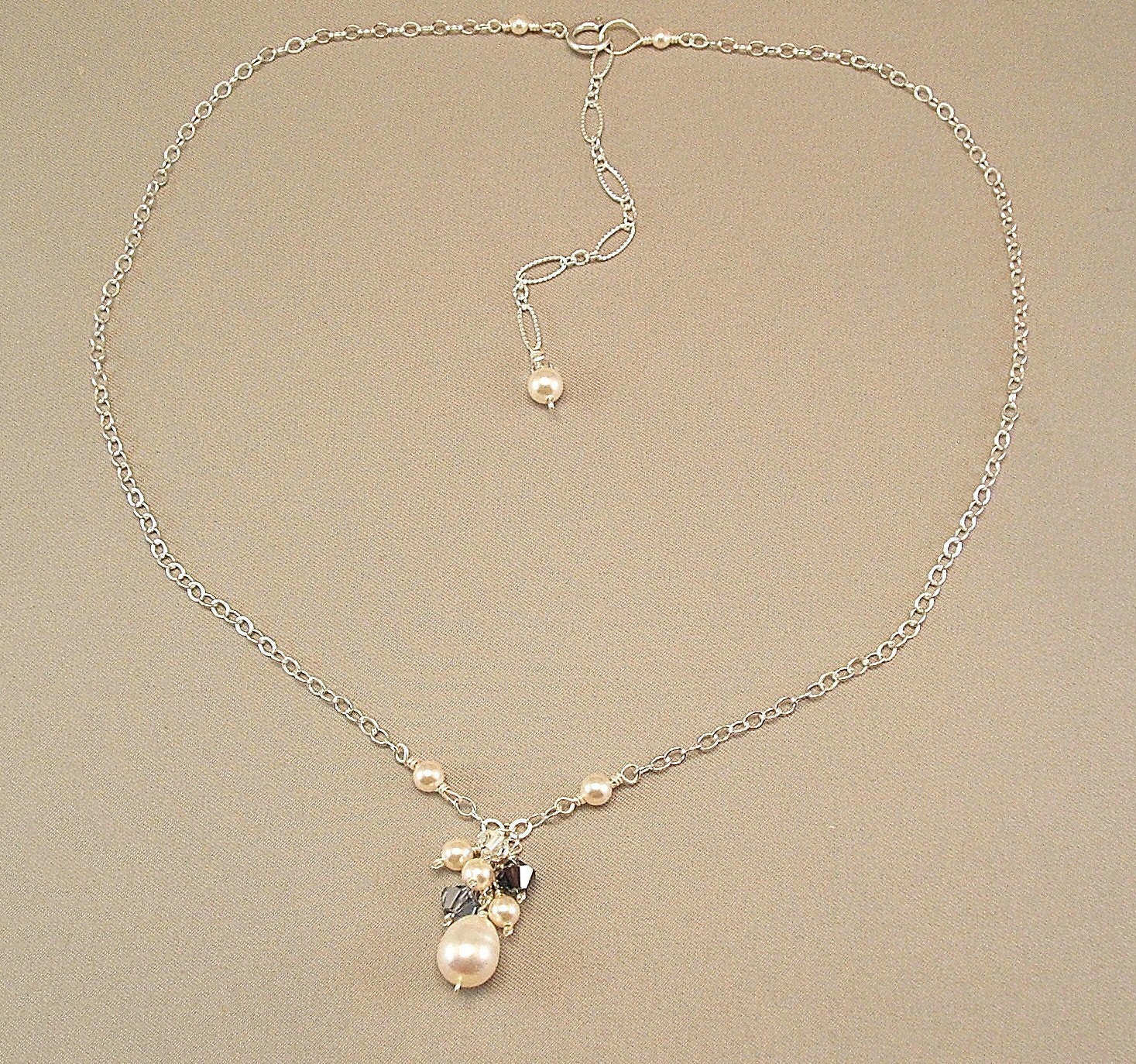 Navy Blue Blend Bridesmaid Cluster Necklace by BridalDiamantes