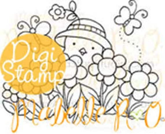 Instant Download Digi Stamp: Spring Garden Chickie