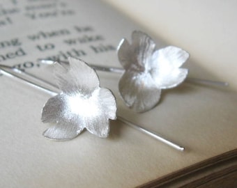 Iris Dangle Earrings in Sterling Silver Stardust finish
