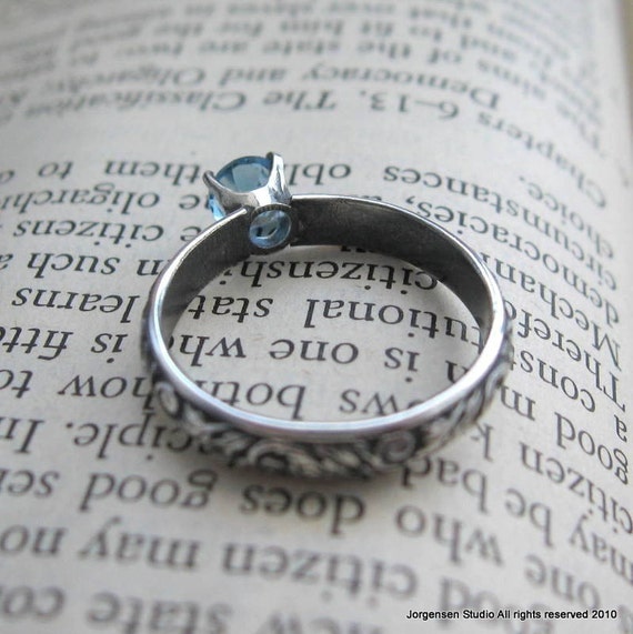 Engagement Ring or Promise Ring Blue Topaz Gemstone Stacking