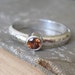 Last One - Sterling Silver Hammered Band Ring with Orange Zircon Gemstone size 7.5 ready to ship