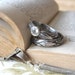 Leaf Wedding Bands Sterling Silver with White Topaz