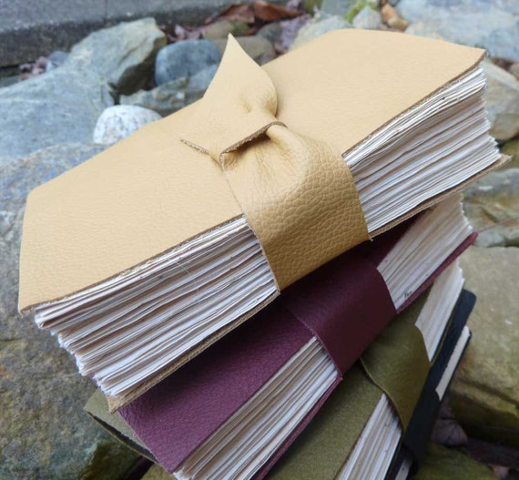 Half Price SALE Leather Journal teastained by MyHandboundBooks