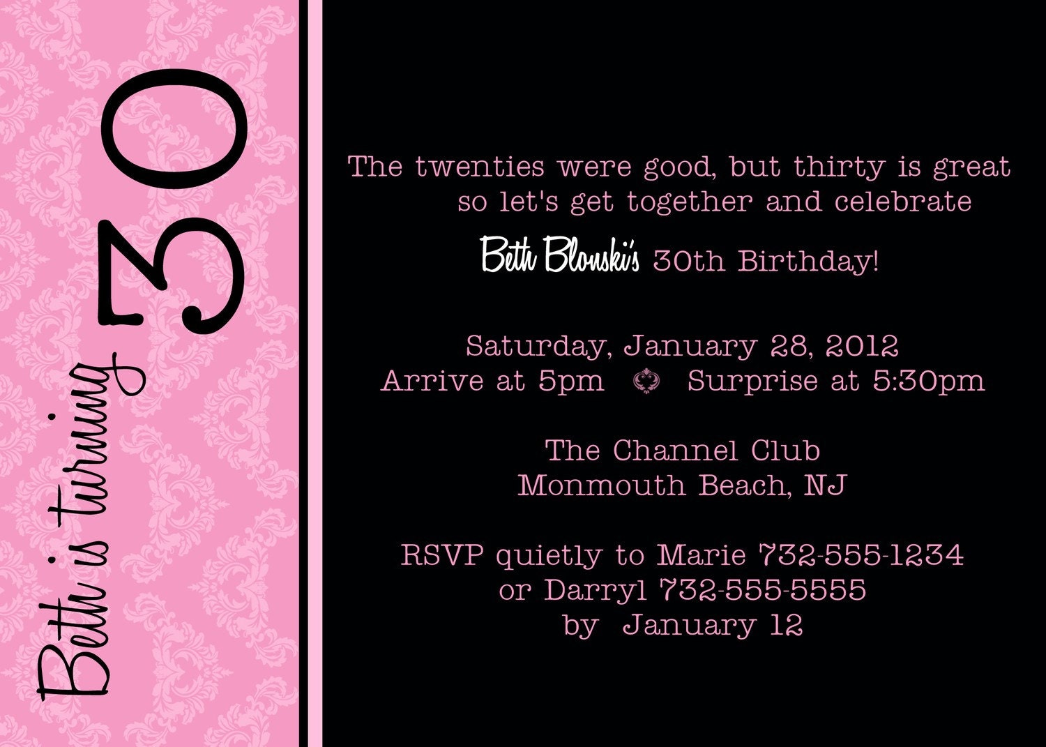 30th birthday printable birthday invitation diy