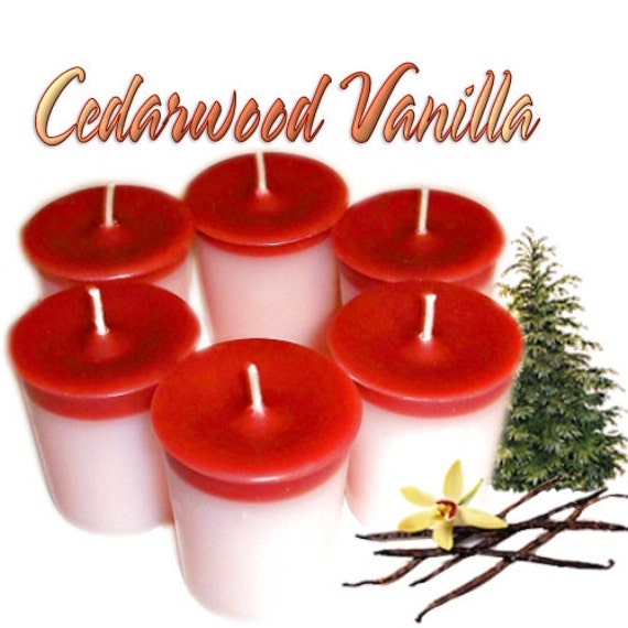 6 Cedarwood Vanilla Votive Candles Vanilla Cedar Scent
