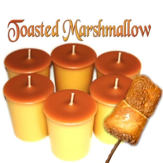 6 Toasted Marshmallow Votive Candles Caramel Vanilla Scent