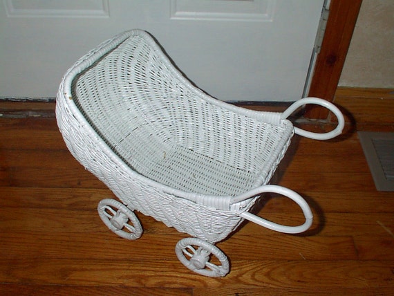 wicker doll stroller