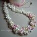 Summer White & Hot Pink Hand-Knitted Beaded Necklace