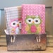 Owl BURP CLOTH set of 2 by PETUNIAS - exclusive design monogram personalized colorful cute spit rag baby gear newborn gift shower present