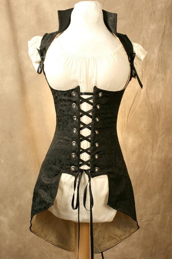 Items similar to Black Tailed Corset Steampunk Pirate CUSTOM MADE 4 YOU