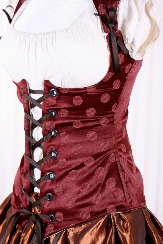 Waist 3436 Maroon Polka dot Vixen Corset